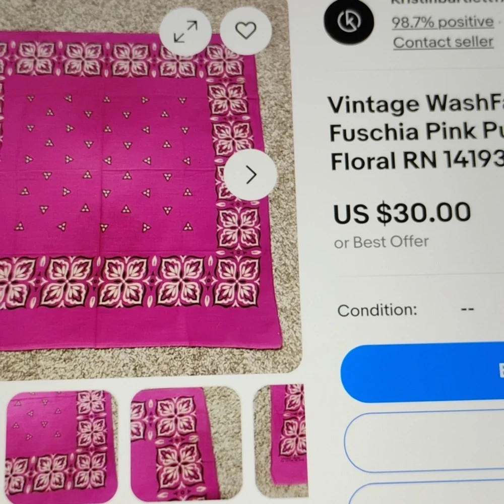 π PINK & White π―% COTTON Printed Bandana Scarf EPLVC WASHFAST COLORS - Picture 4 of 16